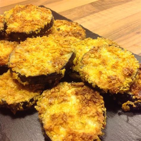 Rondelles d'aubergines panées et frites