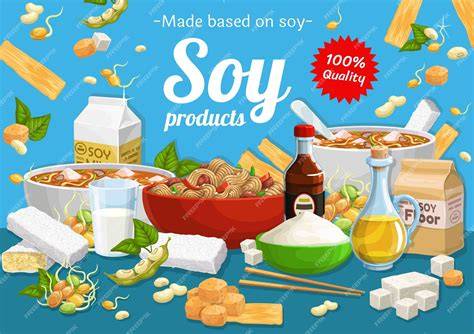 illustration: schéma des produits à base de soja et de leurs usages