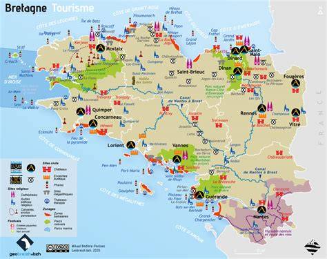 Carte illustrant la région Bretagne et ses spécialités de biscuits nantais