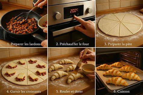 Infographie: étapes de préparation des croissants feuilletés