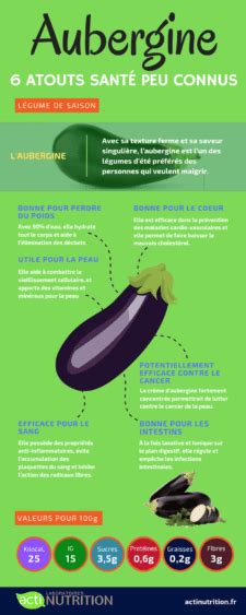Infographie sur les bienfaits nutritionnels de l'aubergine