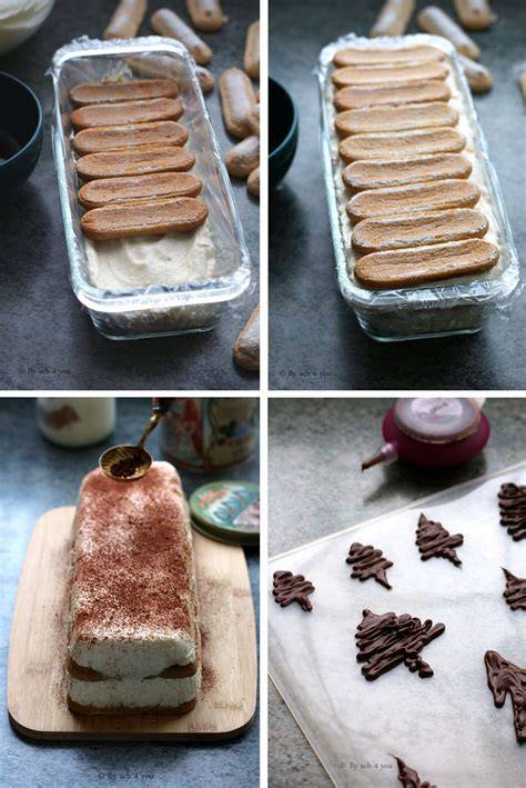 graphiques et étapes du montage bûche tiramisu