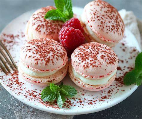 coques macarons framboise préparation
