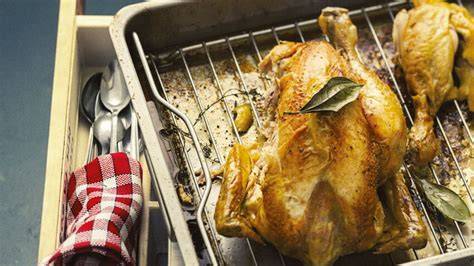illustration cuisson poulet rôti farci forestier