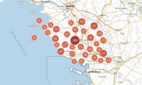 carte régionale des établissements pâtissiers en Vendée