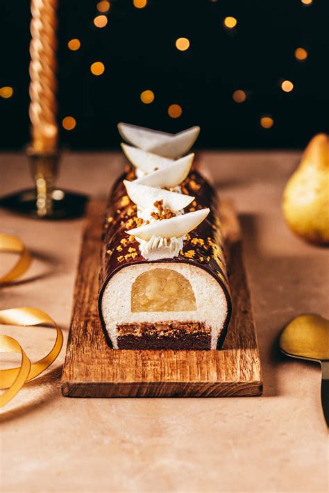 bûche poire spéculoos décoration festive