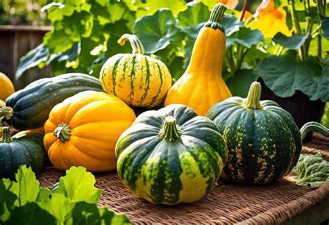 Infographie: Cycle de vie d'une courge spaghetti - semis → repiquage → plantation → récolte
