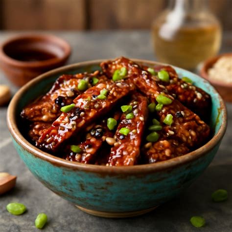 Image: tempeh mariné et préparations