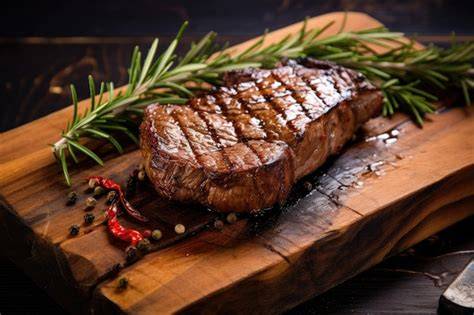 Steak de paleron grillé tranché sur planche