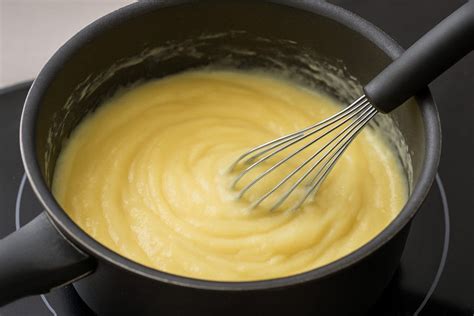 crème pâtissière en préparation dans une casserole