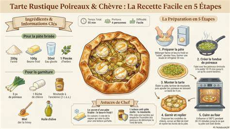 image infographique étape par étape tarte poireaux mascarpone