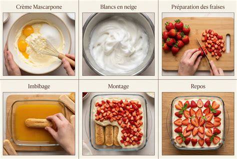 Tiramisu fraises infographie étapes