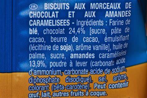 Ingrédients principaux des cookies Granola LU