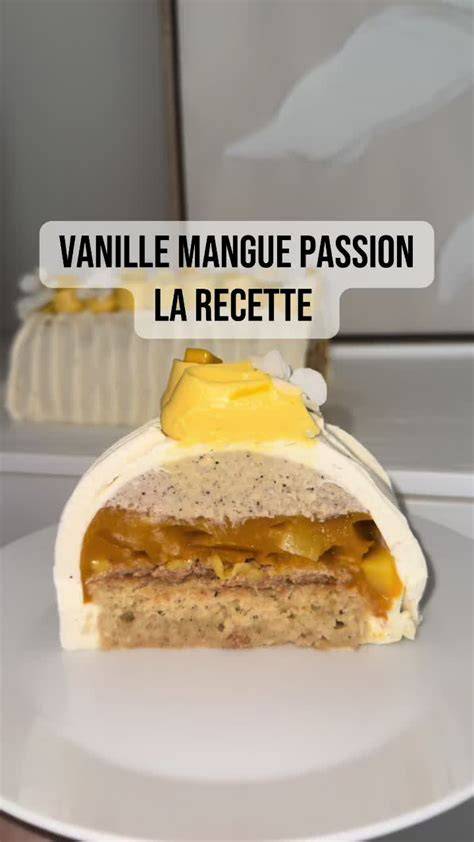 Schéma des couches: biscuit imbibé, crème mascarpone, mangue