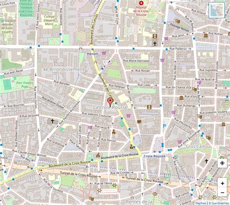 Carte de Lyon - Croix-Rousse et localisation de la Chocolaterie Pâtisserie Sève