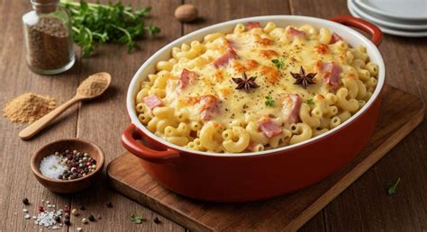 Gratin macaroni jambon étape montage au four