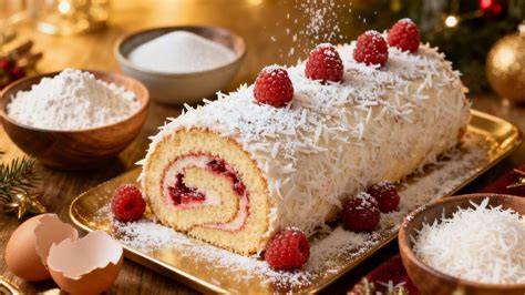 illustration bûche framboise croquant dentelle