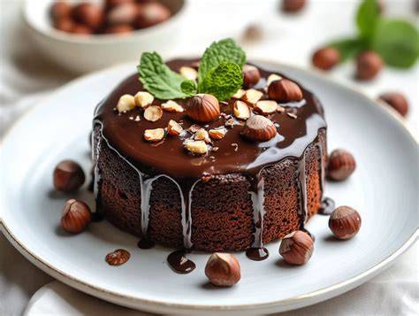 image de gâteau fondant chocolat noisettes