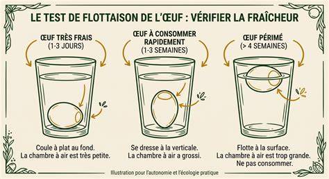 Schéma des méthodes de conservation et test de fraîcheur des œufs