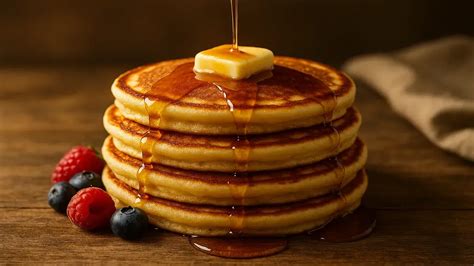Pancakes américains empilés avec du sirop d'érable
