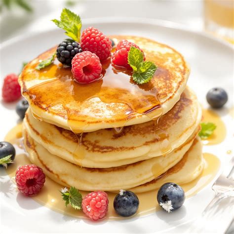 Une pile de pancakes avec divers accompagnements