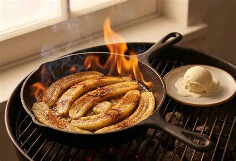 illustration bananes flambées et ingrédients