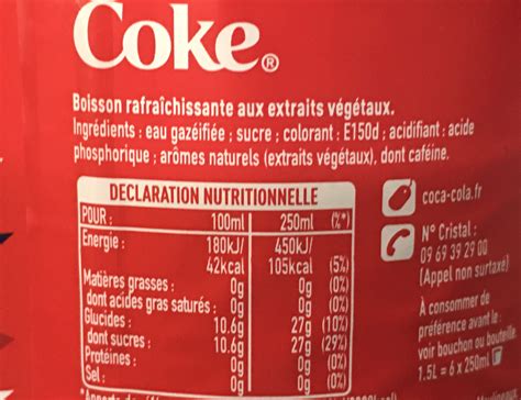 Ingrédients du Coca-Cola Vanille