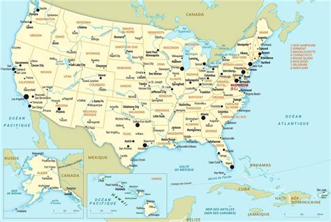 Carte des États-Unis avec mention de l'origine du Coca-Cola