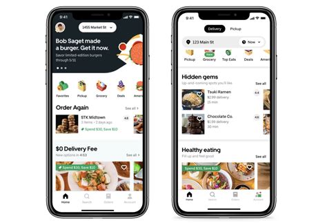 Interface de l'application Uber Eats montrant la recherche de restaurants