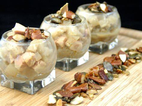 verrines foie gras poires caramélisées