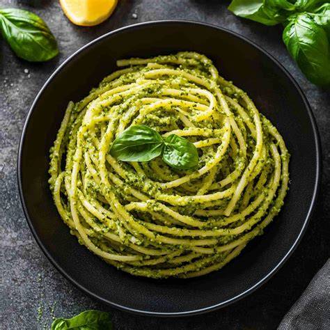 file image pesto genovese et spaghettis
