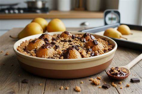 dessin pédagogique du crumble poires chocolat