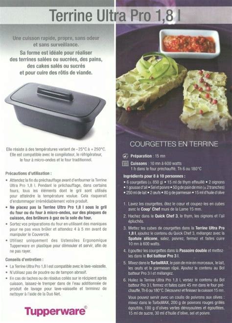 Carte des usages possibles de l'Ultra Pro (gratin, couscous, terrine, poisson)