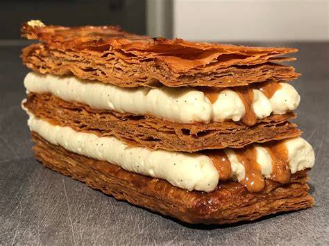 caramel et vanille millefeuille étape