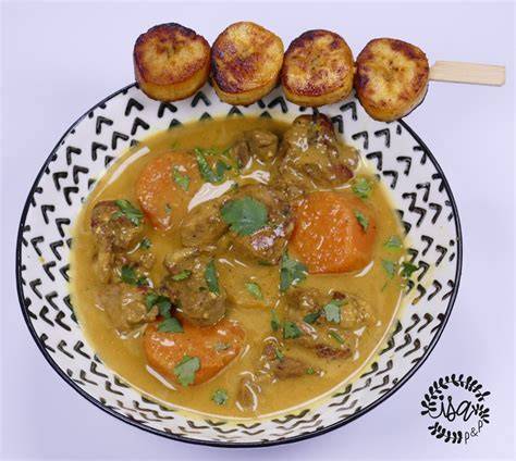 Schéma d'un curry d'agneau avec banane plantain