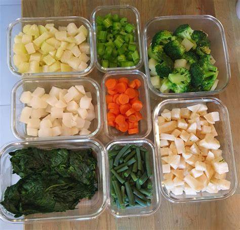 légumes blanchis et refroidis étape