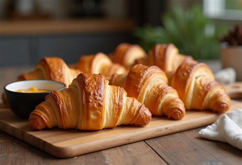 Sélection de croissants dorés et feuilletés