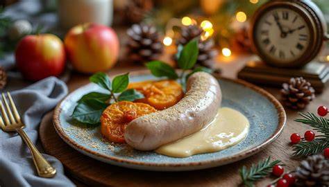 illustration boudin blanc et pommes festif
