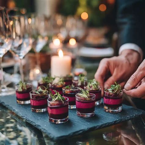 Service de verrines élégant sur une table