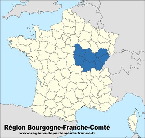 Carte de France avec la région Bourgogne-Franche-Comté mise en évidence