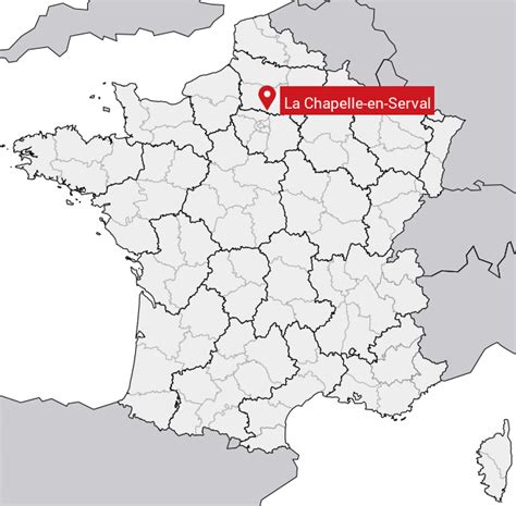 Carte de La Chapelle-en-Serval avec des icônes de restaurants
