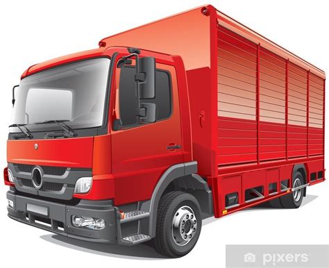 Camion de livraison rouge avec une coche