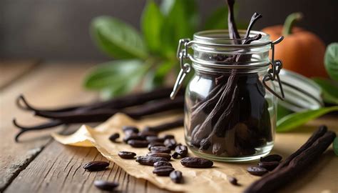bocal de raisins secs et gousse de vanille