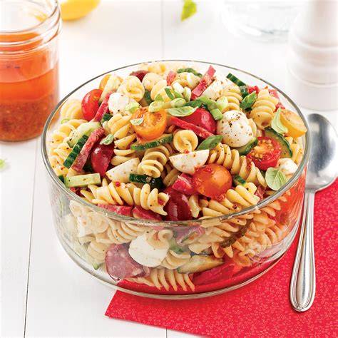 Schéma des associations typiques en salade de pâtes