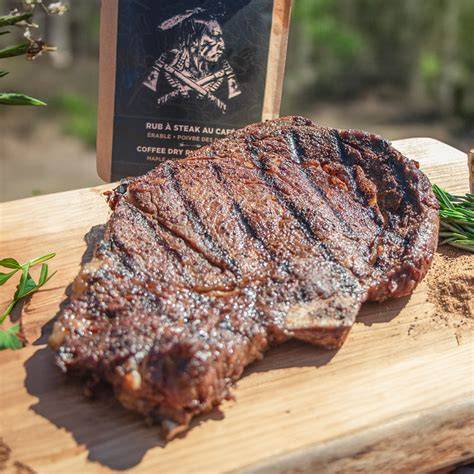 Photo d’un T-bone avec rub au café sur plancha