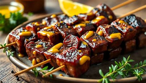 Préparation de brochettes de bœuf
