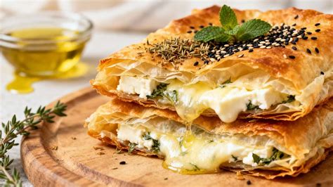 Beurek au fromage et aux herbes servis en apéritif