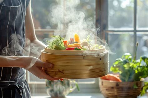 Infographie: étapes de cuisson à la vapeur et composition du plat