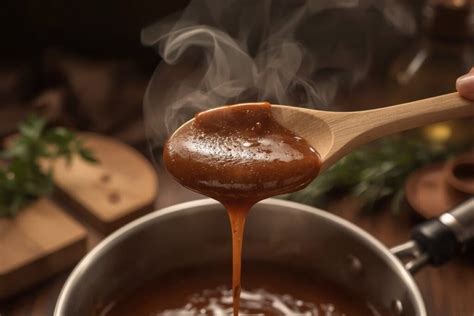 Une sauce brune et épaisse dans une casserole