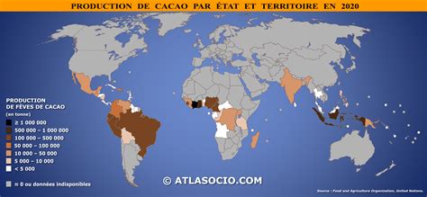 Carte du monde des origines du cacao